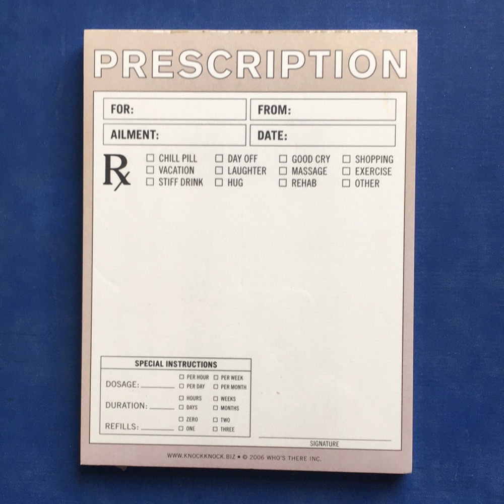 Prescription Notepad with Humorous Options